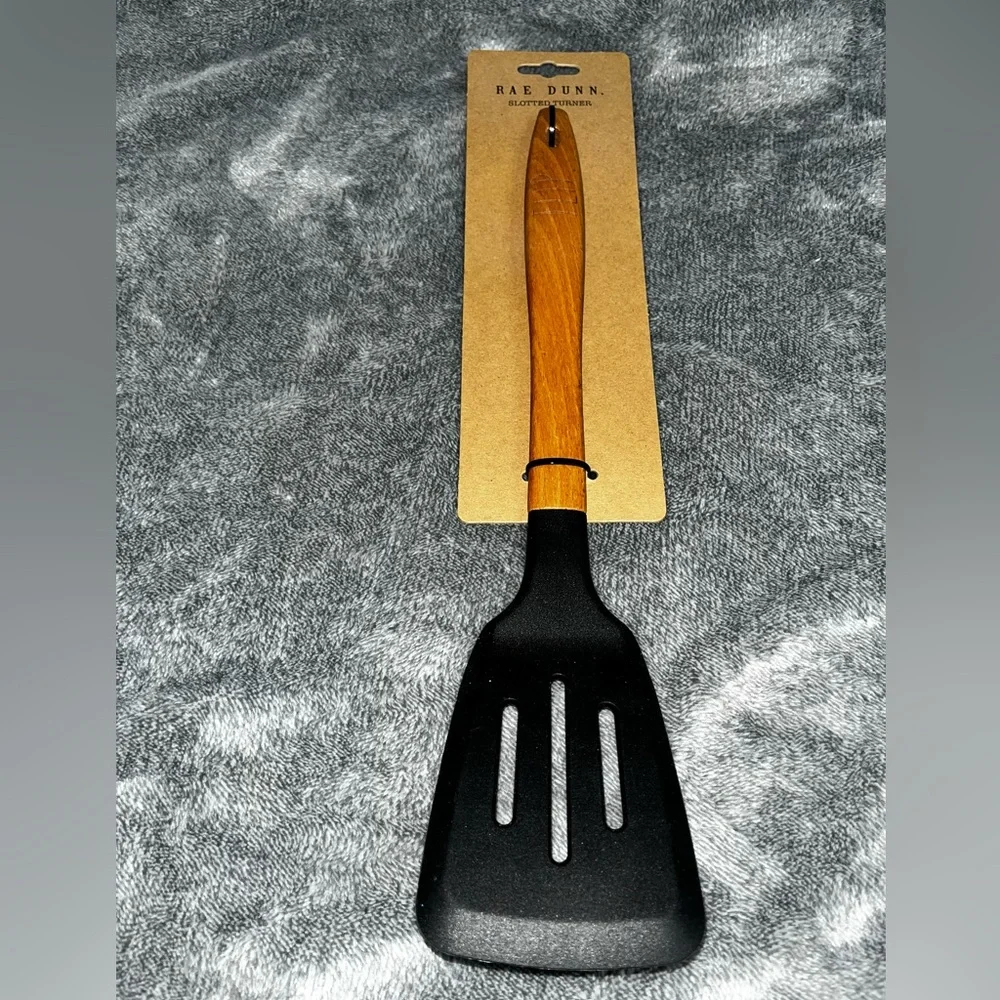 Rae Dunn Slotted Turner-Brand New “FLIP” WOOD HANDLE BLACK TURNER